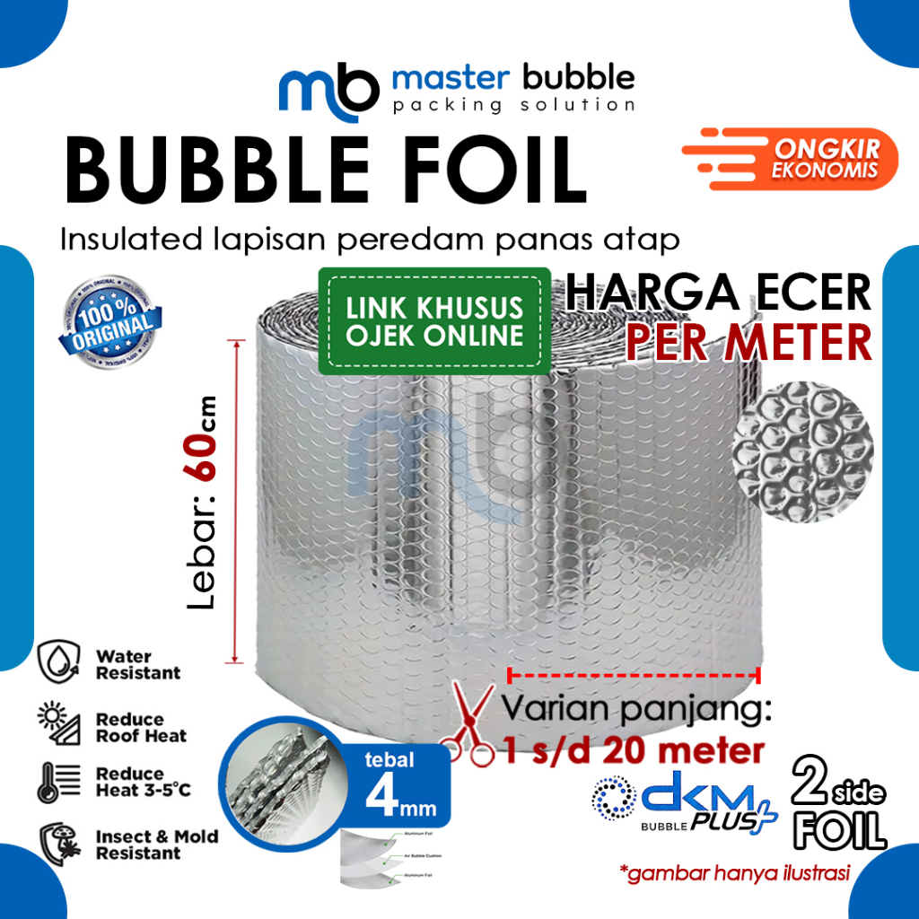 Jual Bubble Alumunium Isulation Foil Dkm Harga Ecer Meteran Cm X M