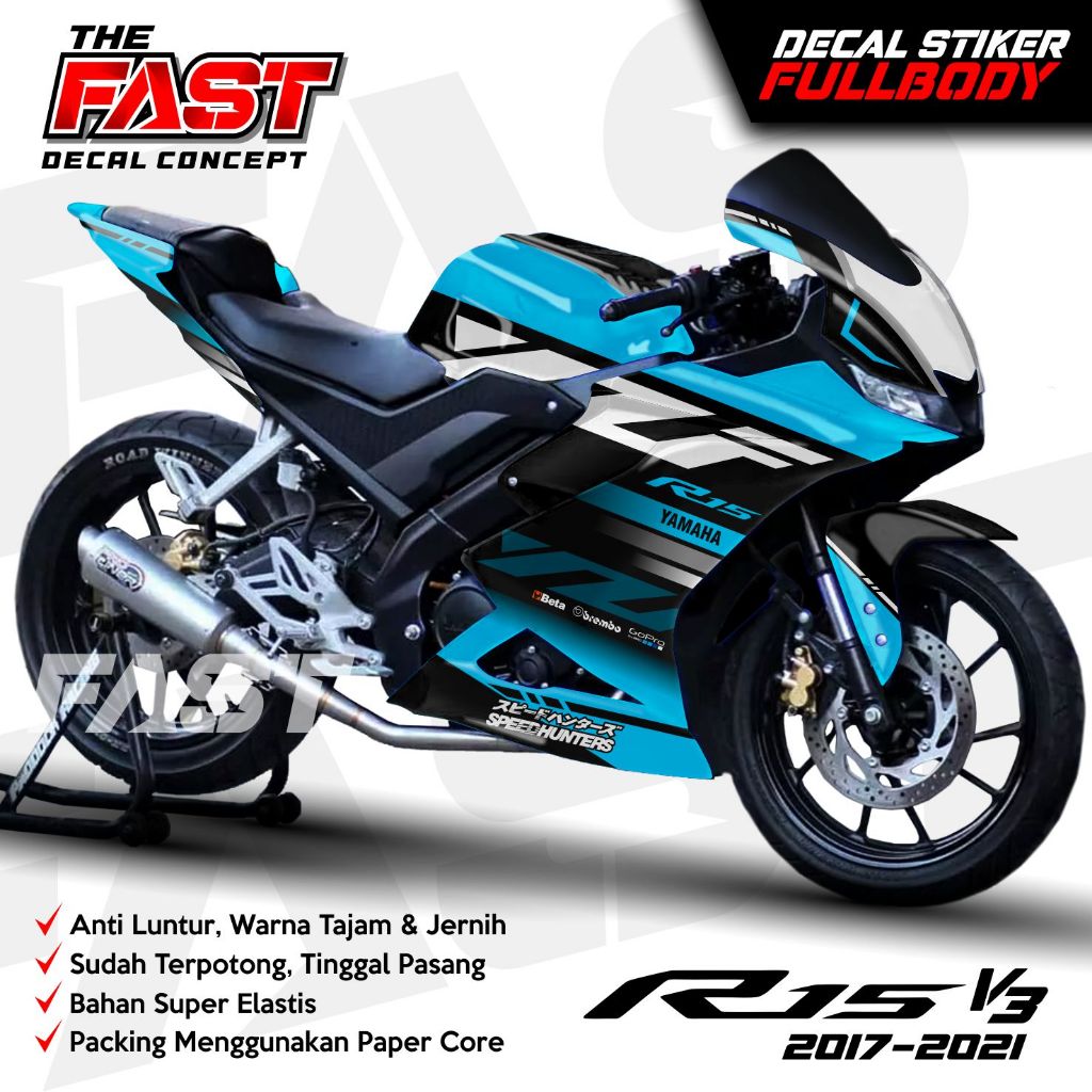 Jual Stiker Decal Yamaha R15 V3 YZF Polos Simpel Keren Fullbody Terbaru ...