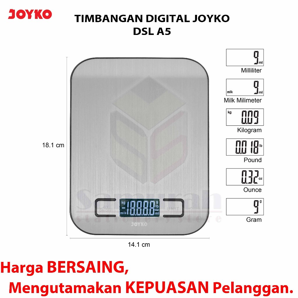 Jual Timbangan Dapur Joyko DSL A5 kapasitas 5 kg Digital Kitchen Scale ...