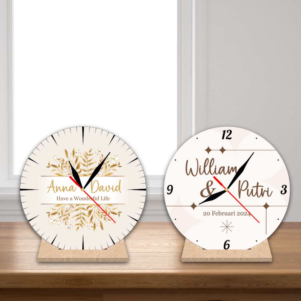 Jual Custom Jam Meja Kayu MDF Diameter 20cm Arna Decor | Jam Duduk Unik ...