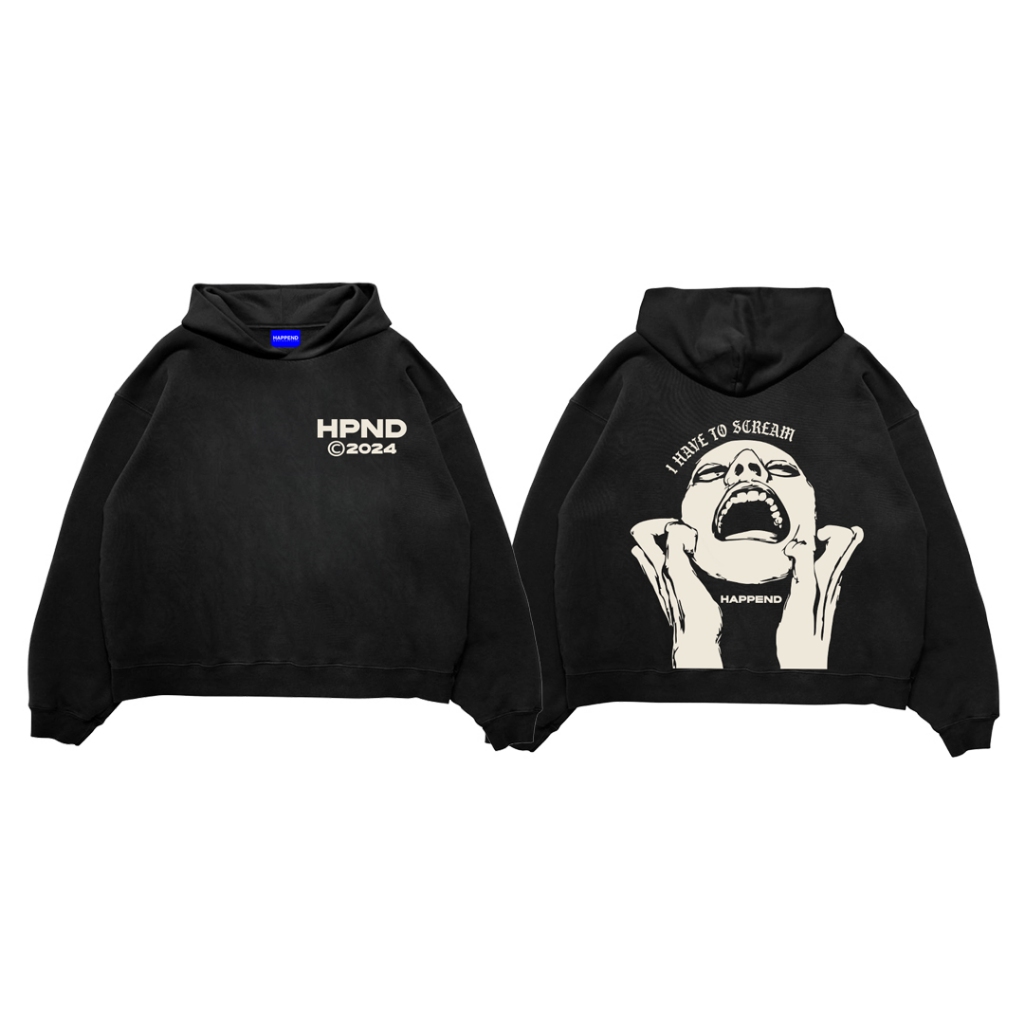 Jual HPND - Sweater Hoodie Boxy Fit Original Basic Scream Fleece ...