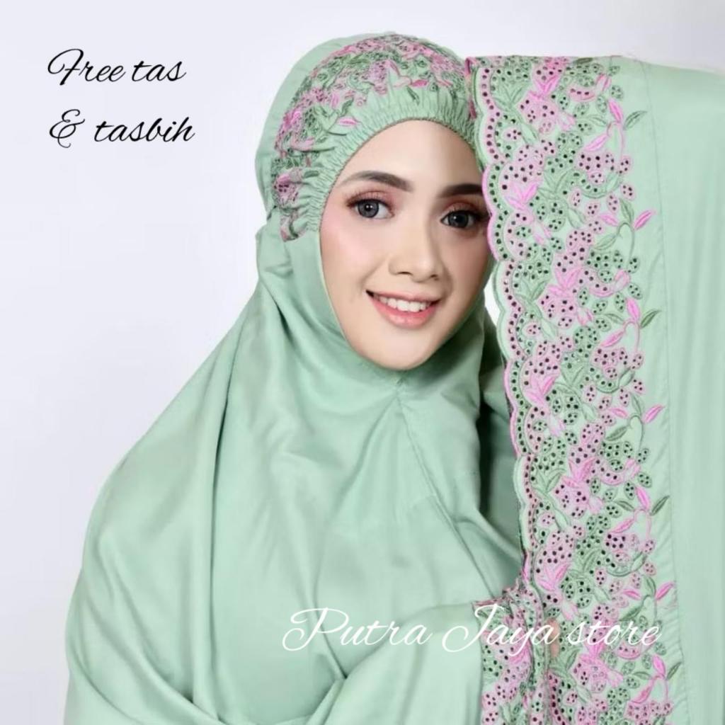 Mukena Dewasa Khadijah Syabani Bahan Katun Premium Ekclusive Free tas + Tasbih
