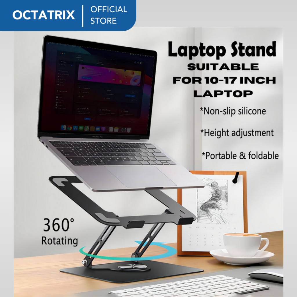 Jual Universal Stand Laptop Aluminium 360 Rotating Alumunium For Laptop ...
