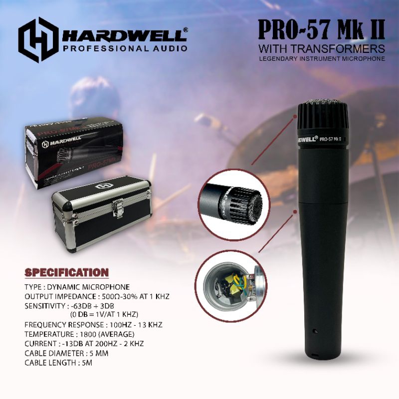 Jual Mic Instrumen Hardwell Pro57 Mikropon Kabel Pro 57 Mikrofon Vocal ...