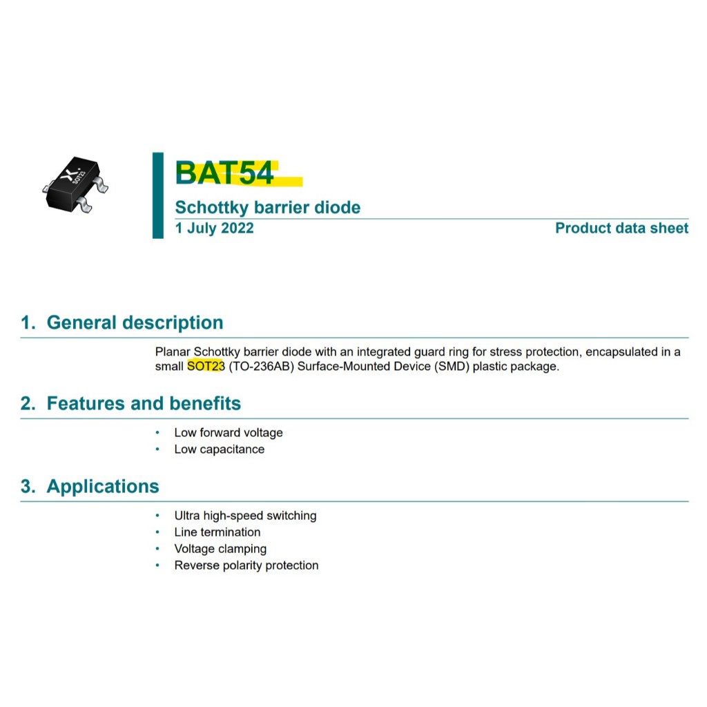 Jual BAT54 Schottky Barrier Diode L4 L4W SOT-23 Nexperia ORIGINAL ...