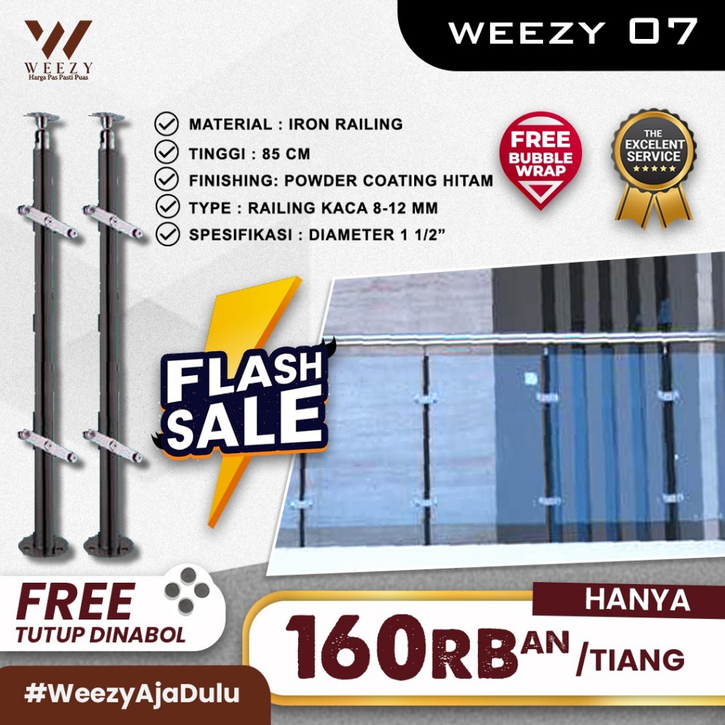 Jual Weezy 07 Railing tangga dengan Powder Coating Hitam - Railing Kaca ...