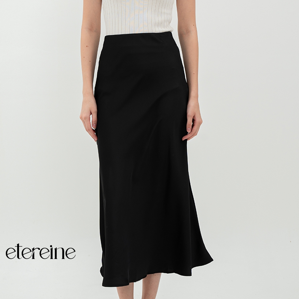ETEREINE Rok Satin Reine 90CM Satin Long Skirt Rok Satin Panjang S Sampai 3XL