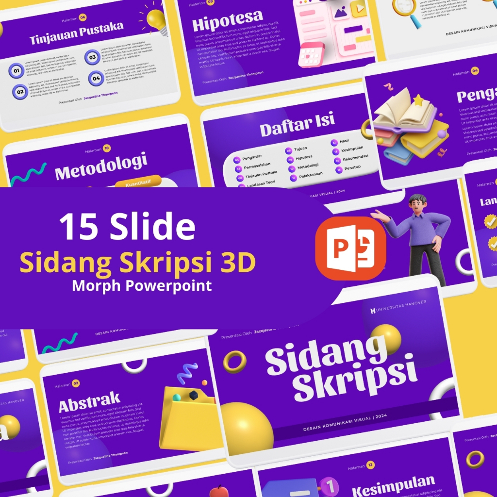 Jual Template PowerPoint Sidang Skripsi 3D dengan PPT Morph Premium ...