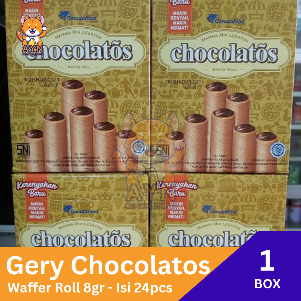 Jual Gery Chocolatos Waffer Roll 8gr (1box isi 24pcs) | Shopee Indonesia