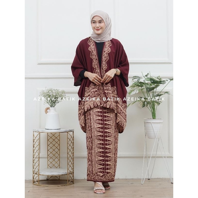 Kebaya Modern Batik Cakra Set Anggun Elegan || Outfit Kondangan Simple Cardigan Rok lilit