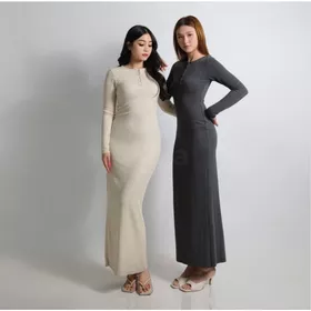 Arisha DRESS KNIT RIB Fashion Arisha Casual Long Dress Wanita