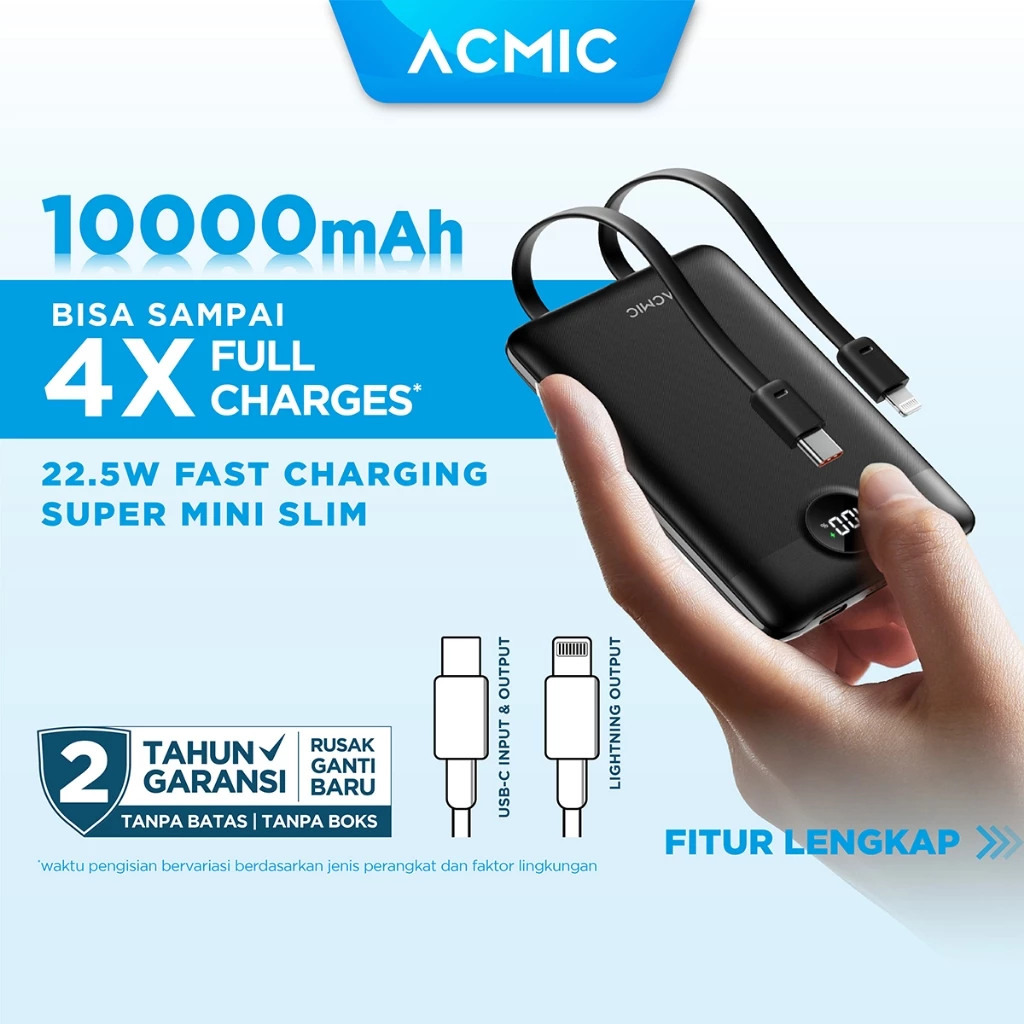ACMIC DIGISLIM 10000mAh Powerbank Mini Slim 22.5W Fast Charging Type C