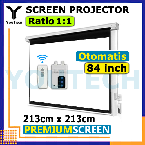 Jual Layar Proyektor 84 inch Rasio 1:1 Motorized - Screen Projector ...
