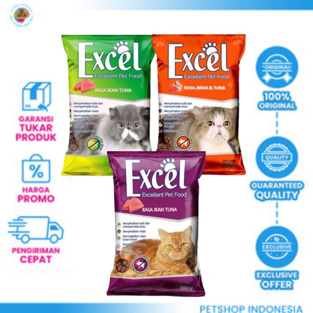 Jual EXCEL Cat Food 500 gr Makanan Kering Kucing - PSID25 | Shopee ...