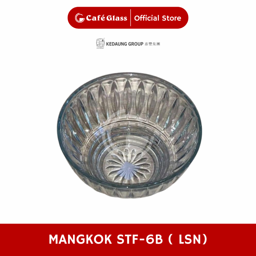Kedaung Mangkok Kaca Set 12Pcs (Stf-6B) - Mangkok Sambal Kobokan Bening Motif Ulir Tebal Lusinan