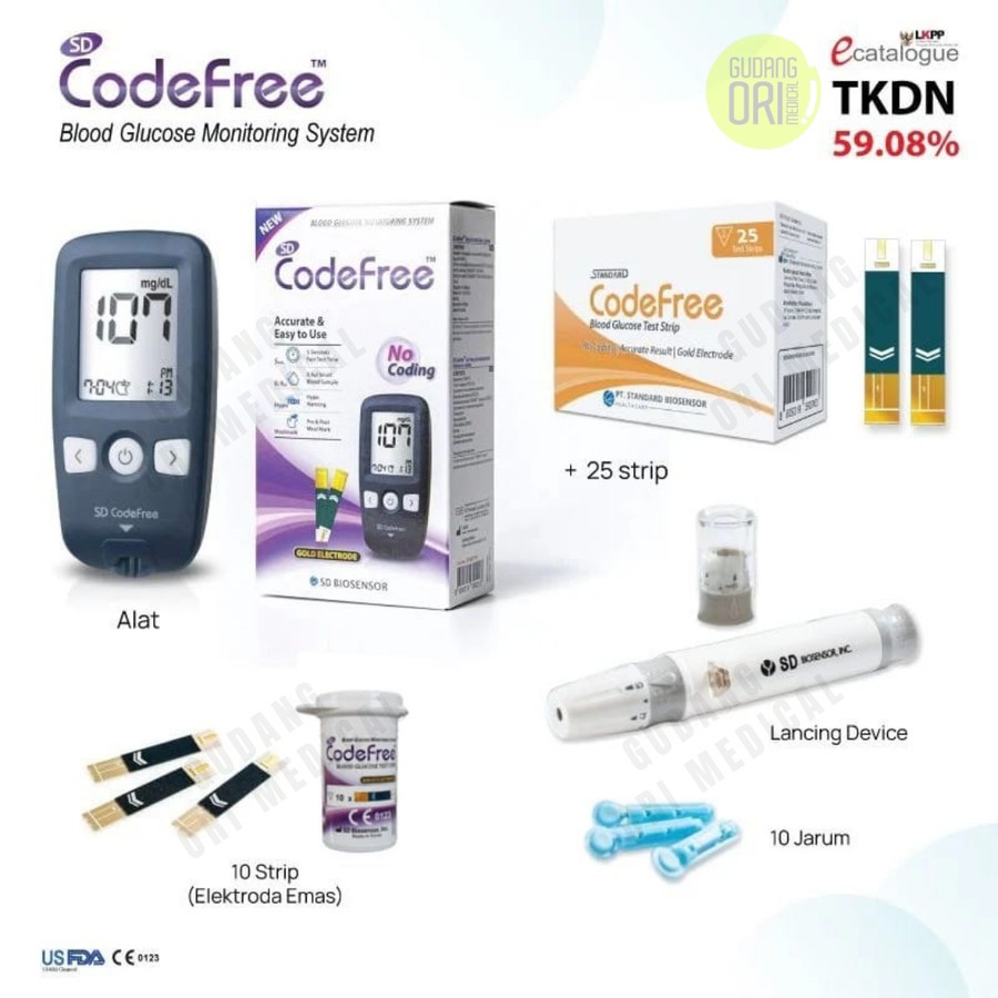 Jual SD Biosensor CodeFree Monitor / Alat Test Kadar Gula Darah ...