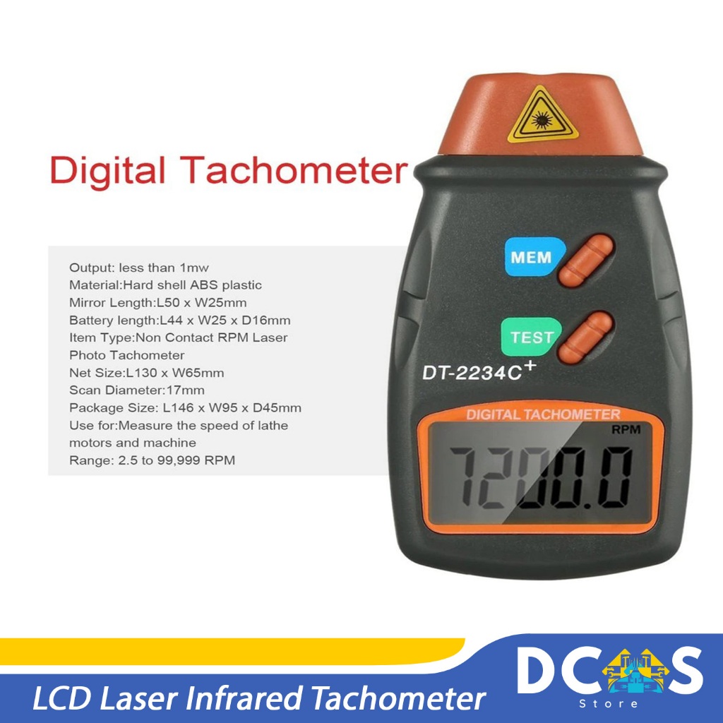 Jual LCD Digital Laser Infrared Tachometer RPM Alat Ukur Kecepatan DT ...