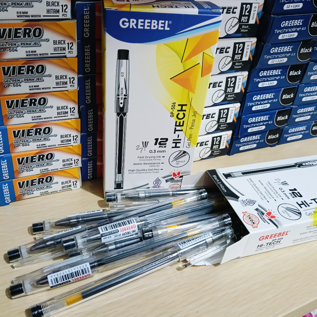 Jual 1 PCS PENA HI-TECH CAIR GREEBEL GEL PEN 0.3 MM HITAM GP-506 MATA ...