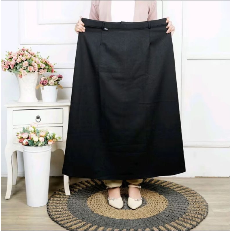 Jual Rok Kerja Pinggang KARET FORMAL hitam / kuliah Model Line A maxi ...