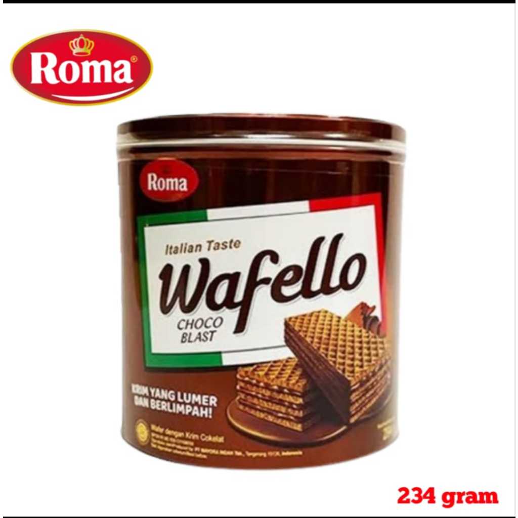 Jual Roma wafer wafello rasa coklat kemasan kaleng 228 gram | Shopee ...