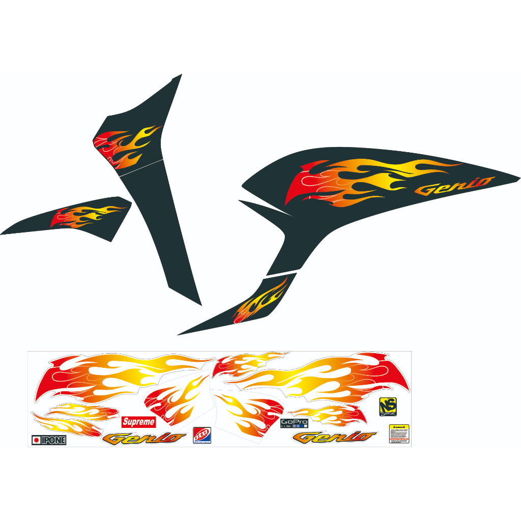Jual Stiker Motor Transparan Motif Fire / Variasi Tipe Motor Genio Bisa ...