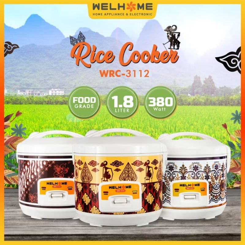 Jual RICE COOKER WELHOME WRC3112 1,8L 380W RENDAH DAYA ANTI LENGKET ...