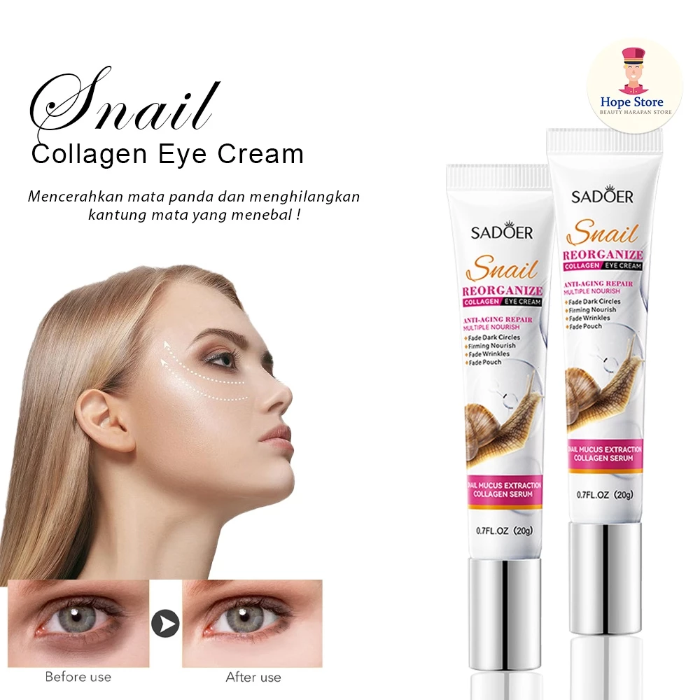 Sadoer Snail Eye Cream 20g Anti Kantung Kerut | AutoStock