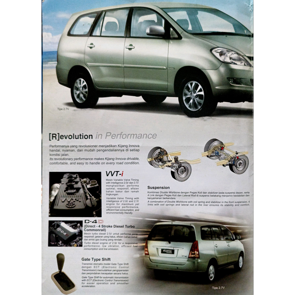 Jual Brosur katalog mobil Toyota Kijang Innova 2700 CC Generasi Pertama ...