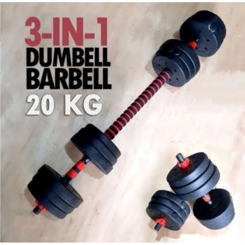 Jual 3 in 1 Dumbell/Dumbble/barbel/ Set 20kg PVC perlengkapan Fitnes ...
