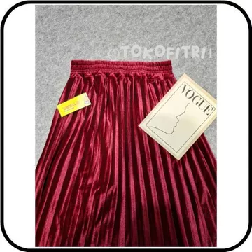 Rok Plisket Bludru Panjang Dewasa Premium Import