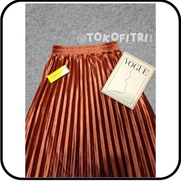 Rok Plisket Bludru Panjang Dewasa Premium Import
