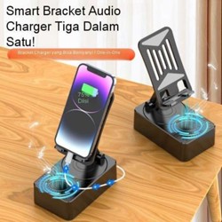 Holder Hp Audio Bluetooth 3in1 PowerBank Holder Hp Stand Meja Multifungsi