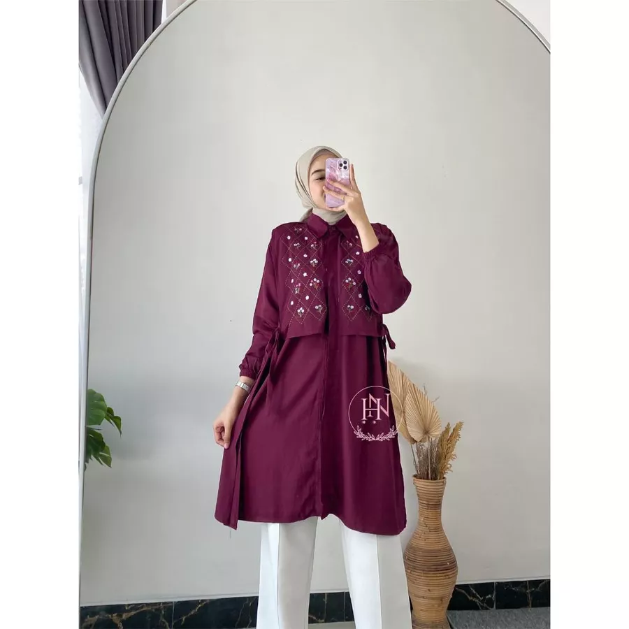 Savia Tunik Bordir Rayon - Detail Bordir