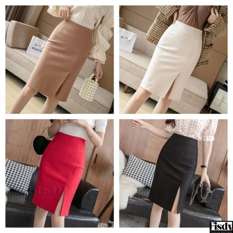Jual MIDI rok kantoran casual bahan scuba premium | Shopee Indonesia