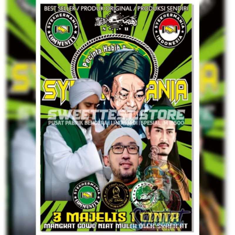 Jual 1 HARI DIKIRIM + BENDERA SHOLAWAT, BENDERA SYEKHERMANIA, BENDERA ...