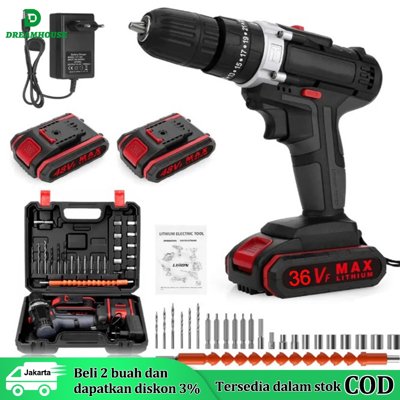 Jual Murah Alat-alat Listrik Bor Listrik + Baterai + Charger 36V Tanpa ...