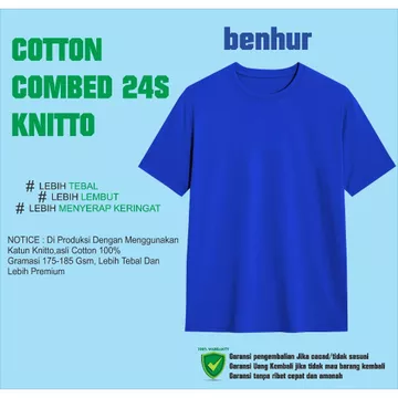 Kaos Polos Katun KNITTO Combed 24 Big Size ( Asli Katun 24s Bergaransi )