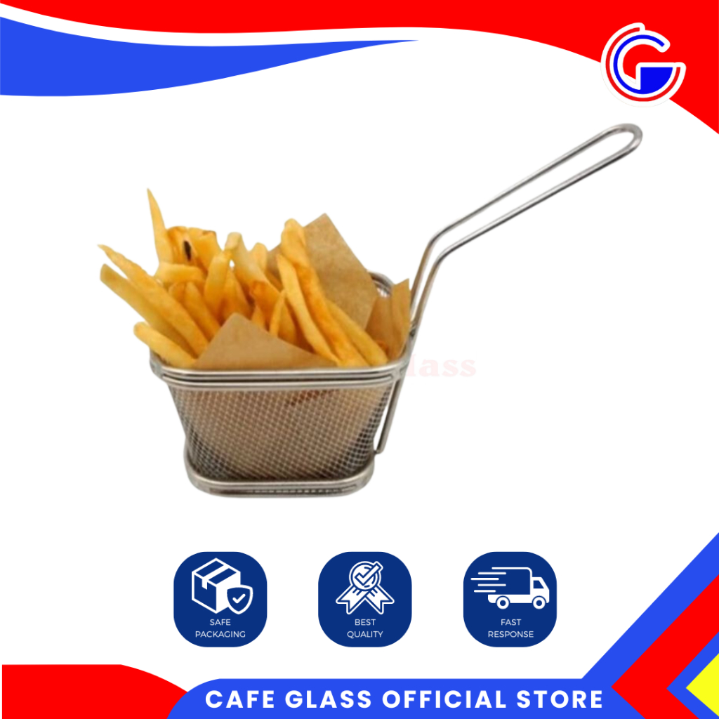 Saringan Kentang Goreng Stainless / Keranjang French Fries Mini / Wadah Gorengan Unik / Alat Masak Dapur Stenlis
