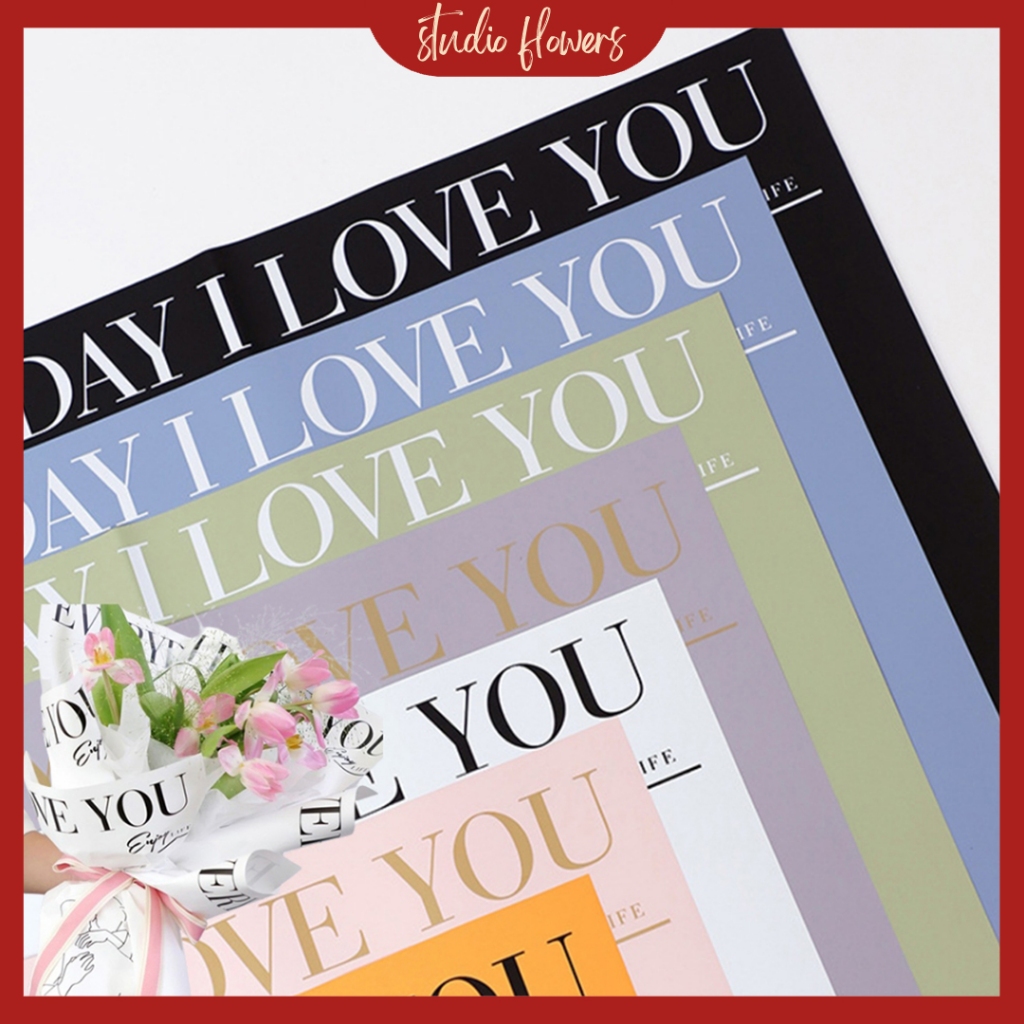 Jual Flower Wrapping Paper Polos Motif Tulisan Quotes Love Kertas Buket ...