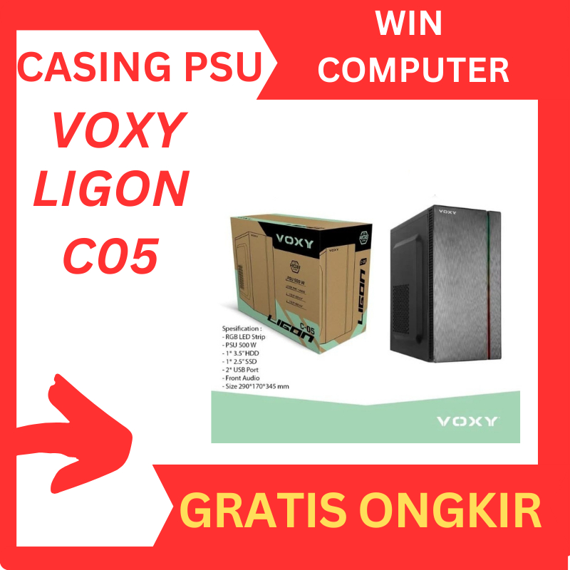 Jual VOXY CASING LIGON C-05 RGB LED STRIP WITH PSU 500W CASE PC ...