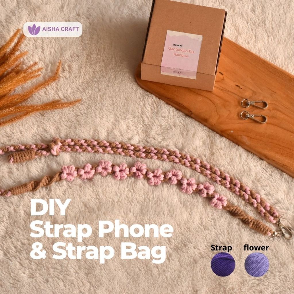DIY Starter Kit Macrame Strap Bag Strap Phone (ISI 1) Bervariasi