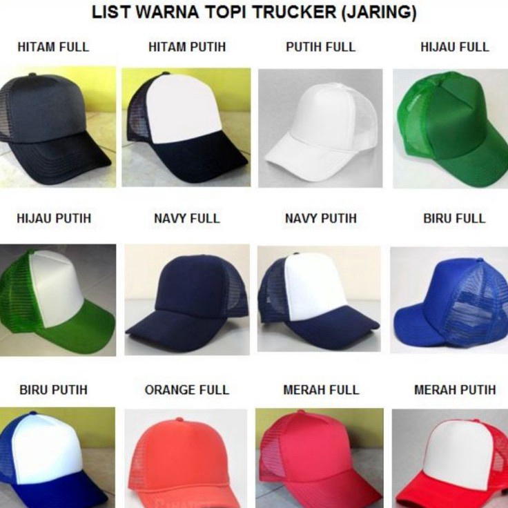 Jual Borong Hemat topi polos trucker jaring premium BEST PROMO Topi ...