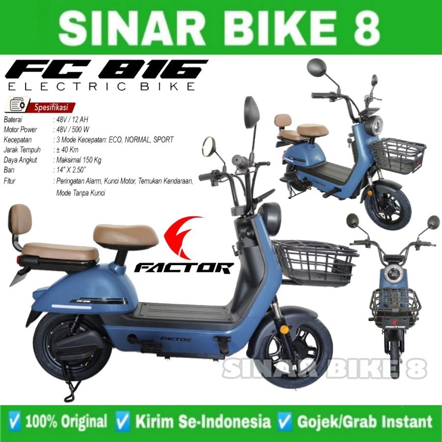 Jual Sepeda Listrik FACTOR F 816 500 Watt Electric E Bike 48V/12 Ah ...