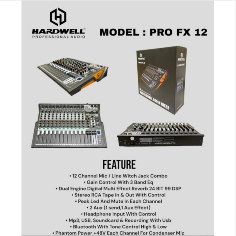 Jual MIXER AUDIO 12 CHANNEL HARDWELL PRO FX-12 MIXER AUDIO HARDWELL ...