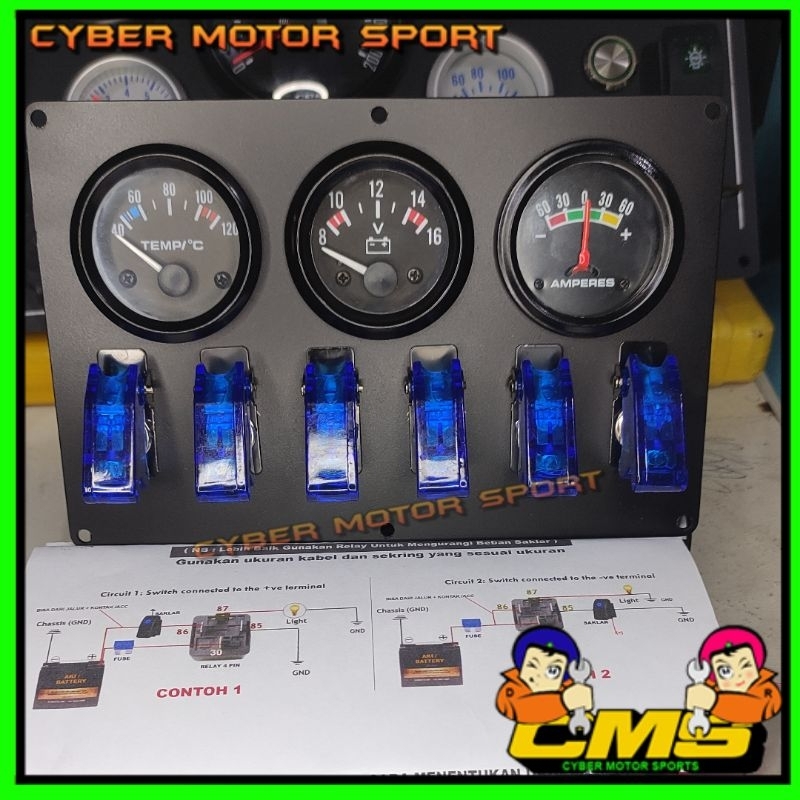 Jual Indikator mobil Temperature plus fuel meter universal ampere ...