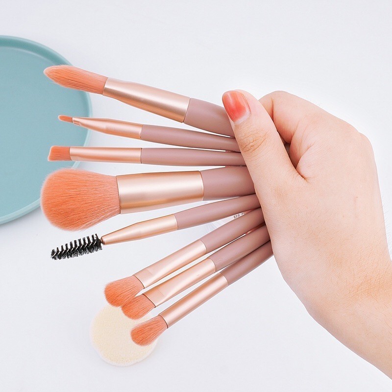 Make Up Brush Set 8in1 Warna Pastel Pouch Kuas Mini Travel Pack Isi 8pcs - Af - foto 3