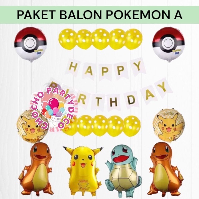 Jual Paket Balon POKEMON A / Dekorasi Ulang Tahun Pokemon Pikachu ...