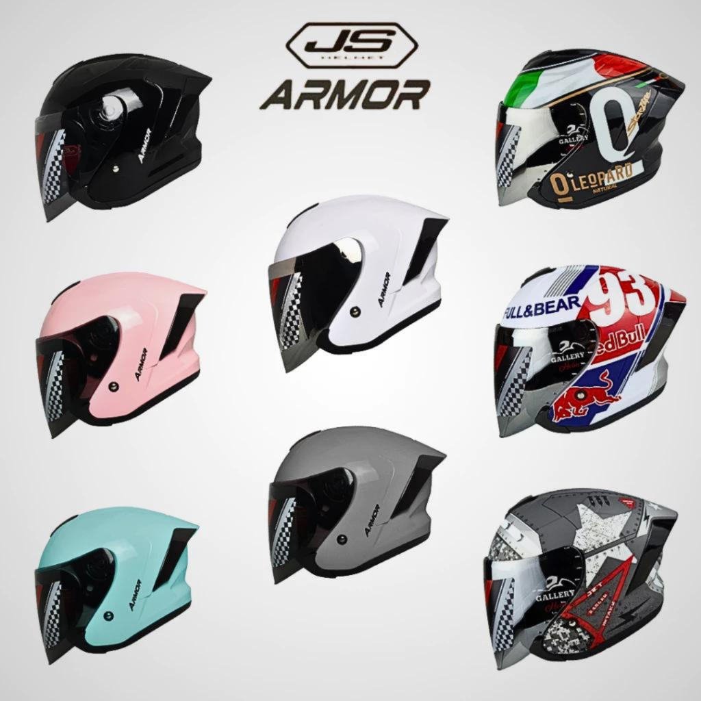 Jual HELM JS ARMOR MOTIF & WARNA SOLID / HELM HALF FACE / HELM JS ARMOR ...