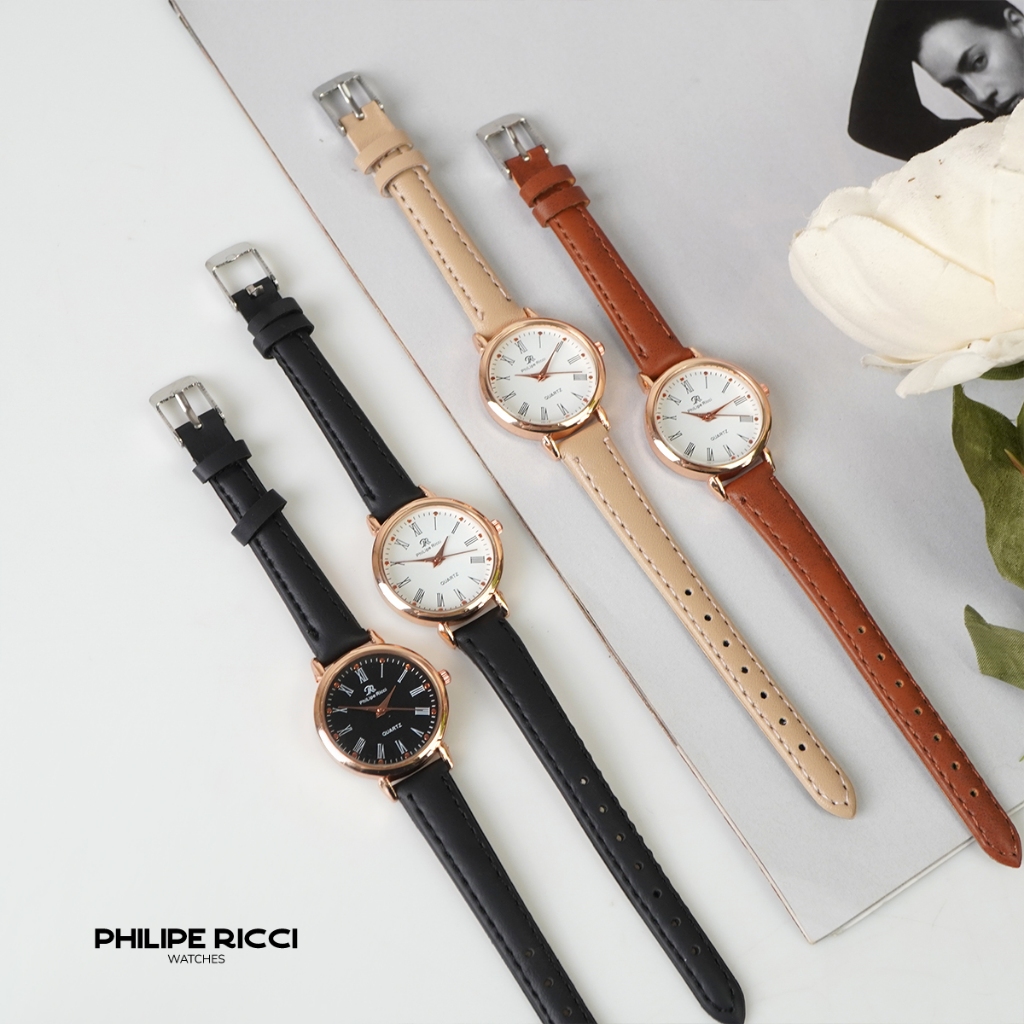 Jual PhiLipe Ricci Jam Tangan Wanita Kulit Hitam Bulat Kecil Terbaru ...