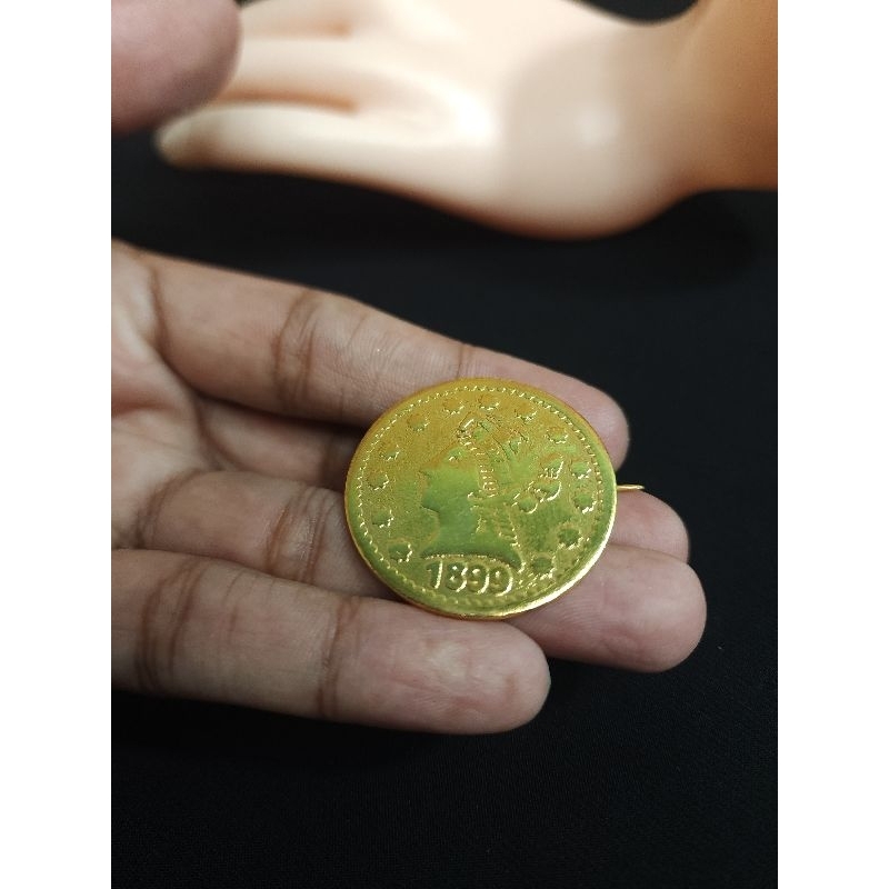 Jual Bross koin besar diameter 3.3cm lapis emas 24k / Pin Lapis Emas ...